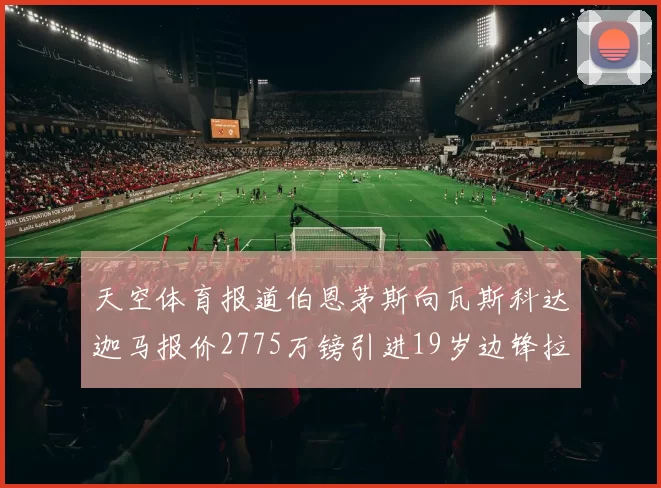 天空体育报道伯恩茅斯向瓦斯科达迦马报价2775万镑引进19岁边锋拉扬
